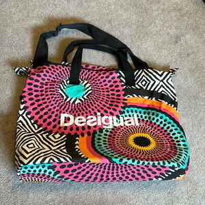 Desigual Unitary Large Colorful Tote Overnight Canvas Bag